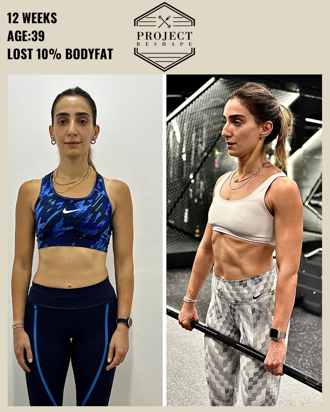 Transformation in 12 weeks at age 39 — lost 10% body fat