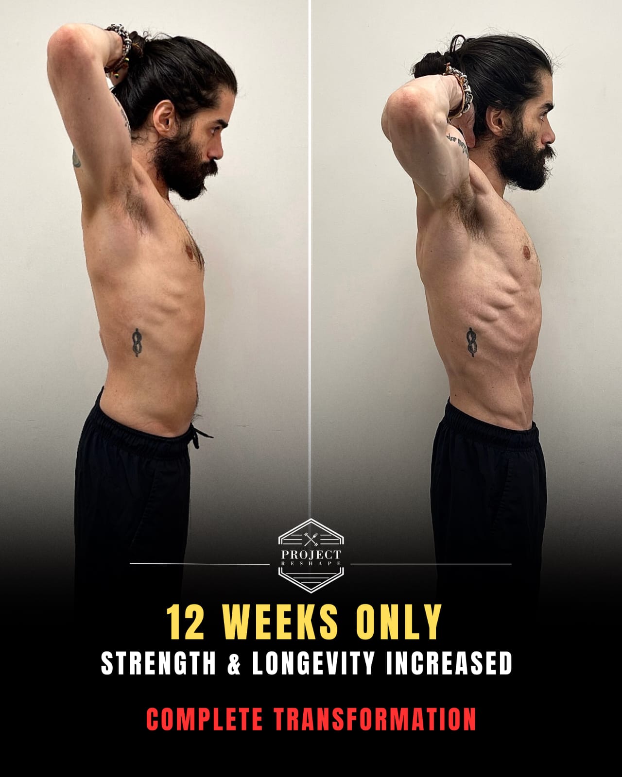 Project Reshape client side profile 12 weeks of training, strength and longevity increased